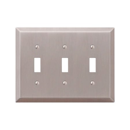 Amerelle Wall Plate, Number of Gangs: 3 Steel, Steel, Brushed Nickel Finish, Gray 163TTTBN